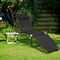 Costway Folding Beach Lounge Chair Heightening Design Patio Lounger w/ Pillow Black\Grey